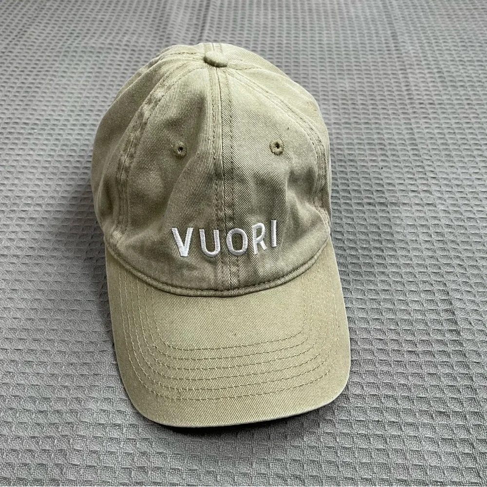 Vuori Hat Unisex One Size Baseball‎ Strap Cap Spellout Logo Neutral Earthy